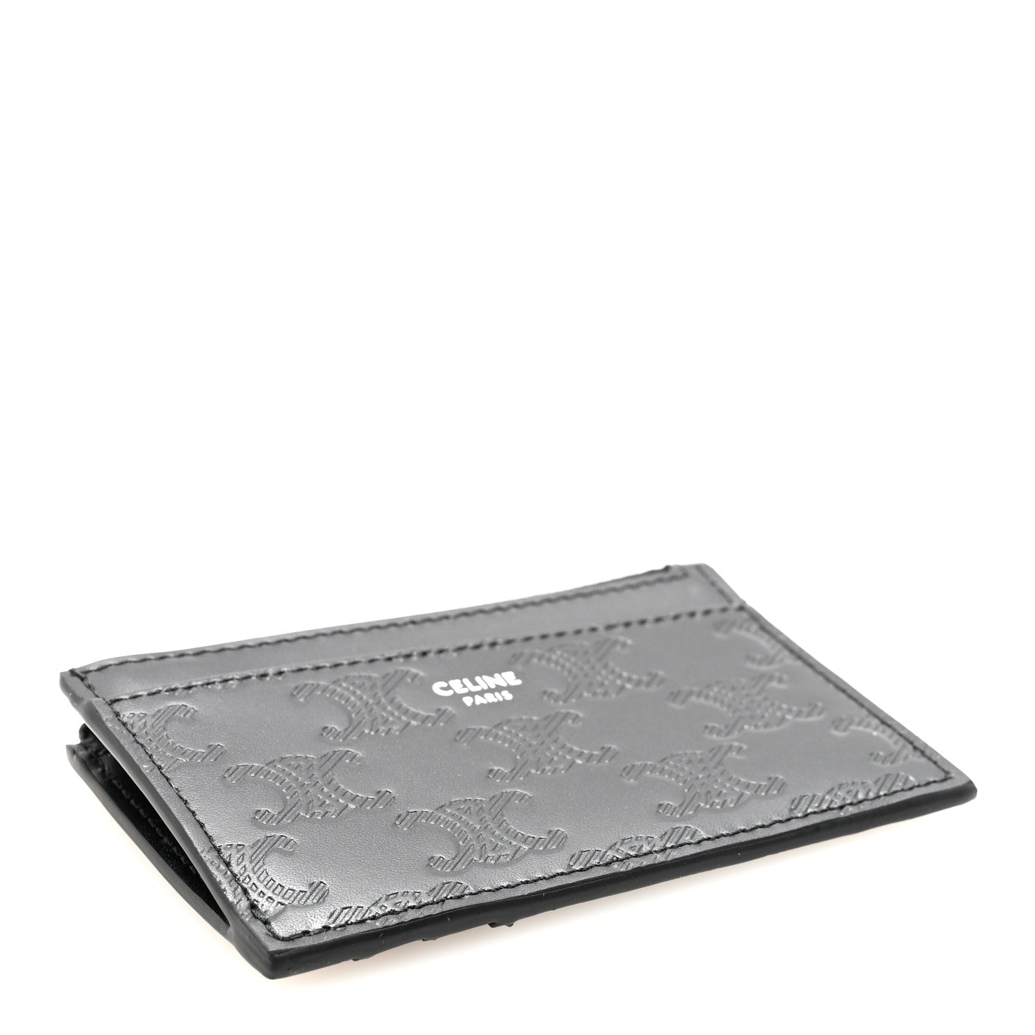 Celine Calfskin Triomphe Embossed Zipped Card Holder Black 4 of 8