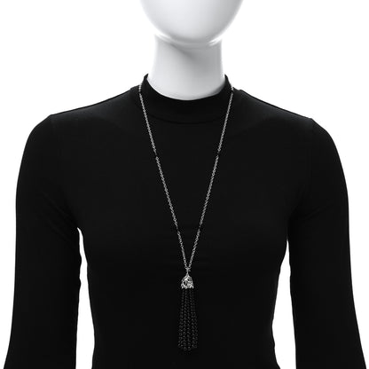 Tiffany Sterling Silver Black Onyx Paloma Picasso Olive Leaf Tassel Necklace 3 of 4
