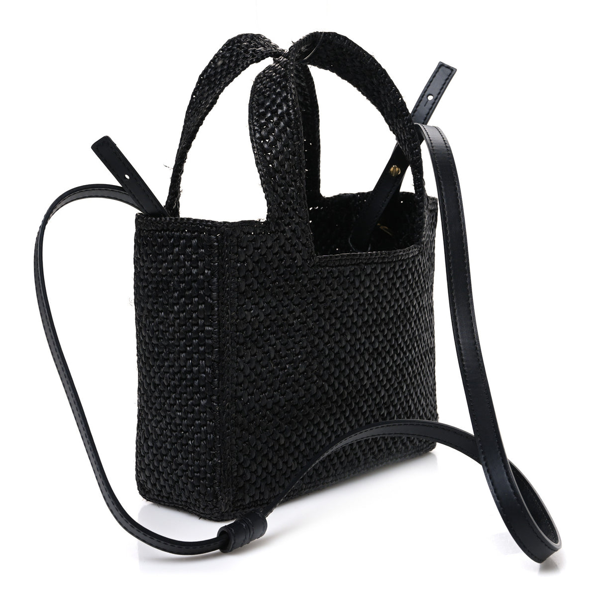 Loewe X PAULA'S IBIZA Raffia Mini Font Tote Black 3 of 11
