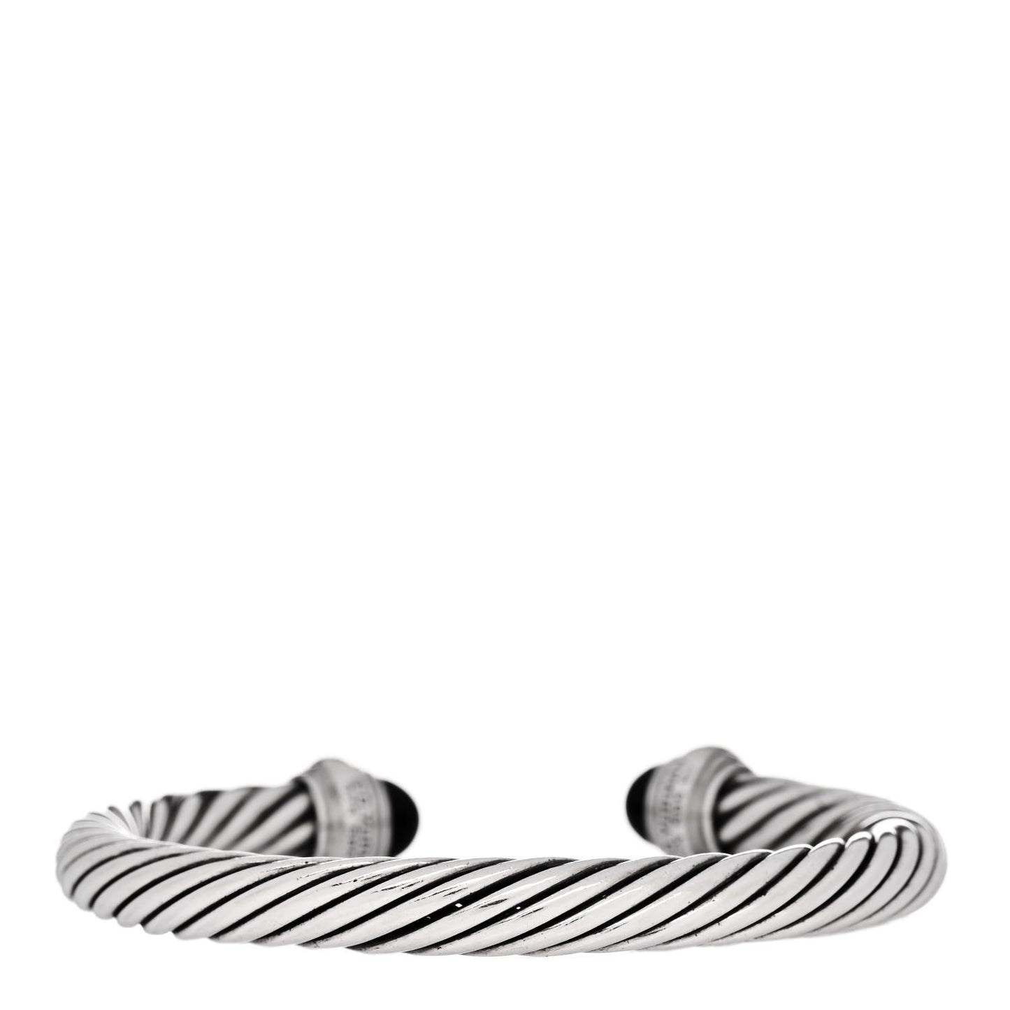 Sterling Silver 14K Yellow Gold Black Onyx 7mm Cable Classics Bracelet