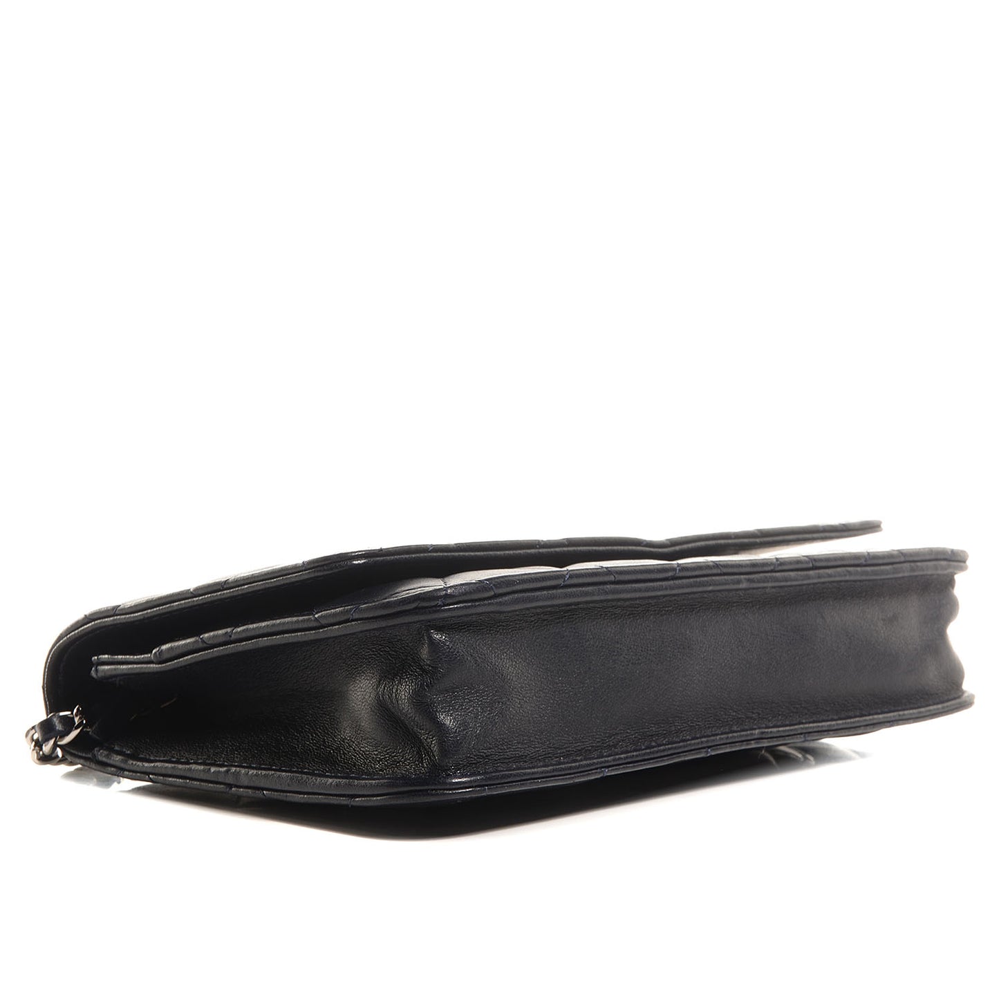 Lambskin Quilted Wallet On Chain WOC Navy Blue