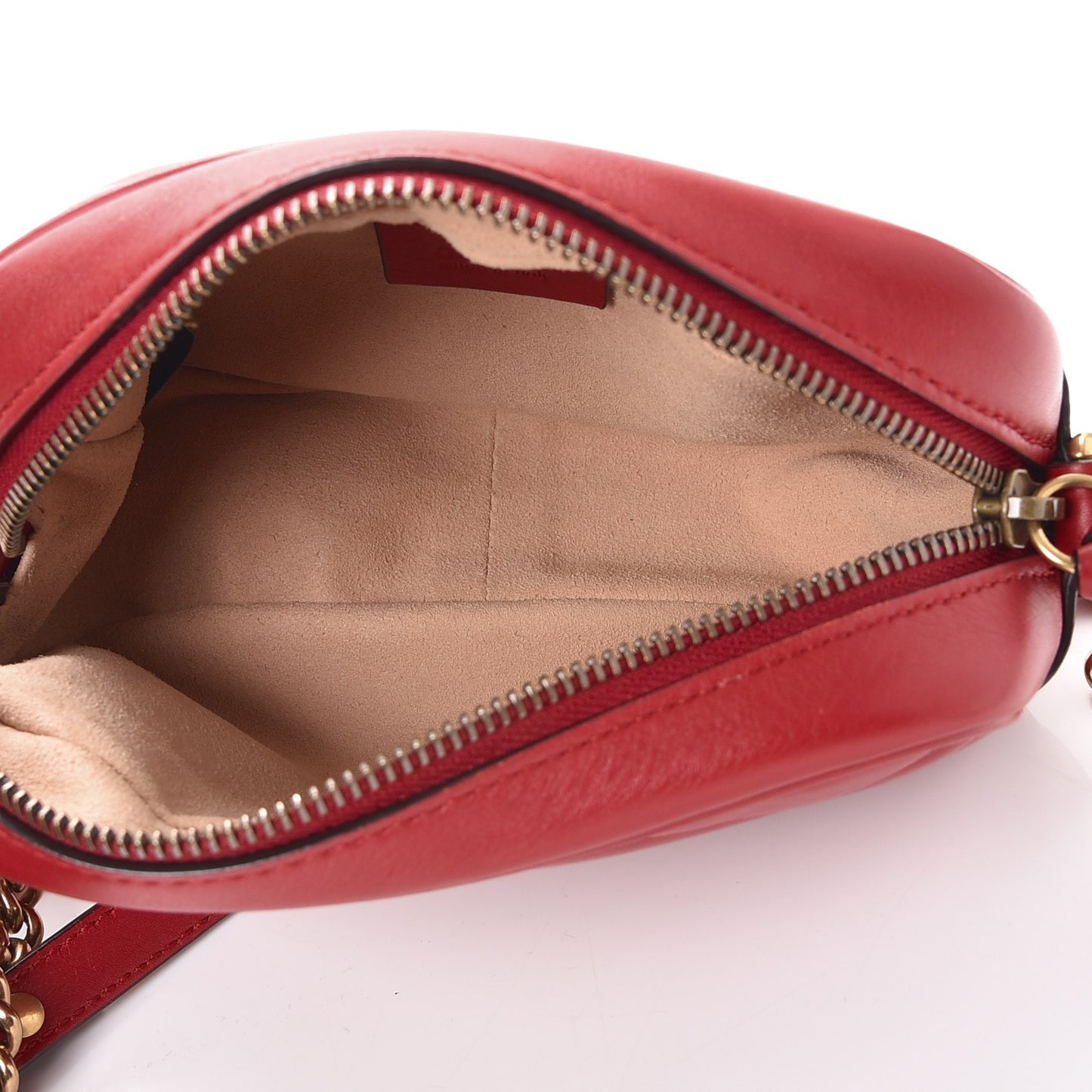 Calfskin Matelasse Mini GG Marmont Chain Shoulder Bag Hibiscus Red