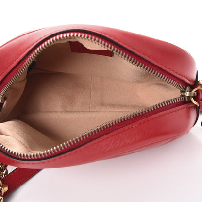 Gucci Calfskin Matelasse Mini GG Marmont Chain Shoulder Bag Hibiscus Red 5 of 9