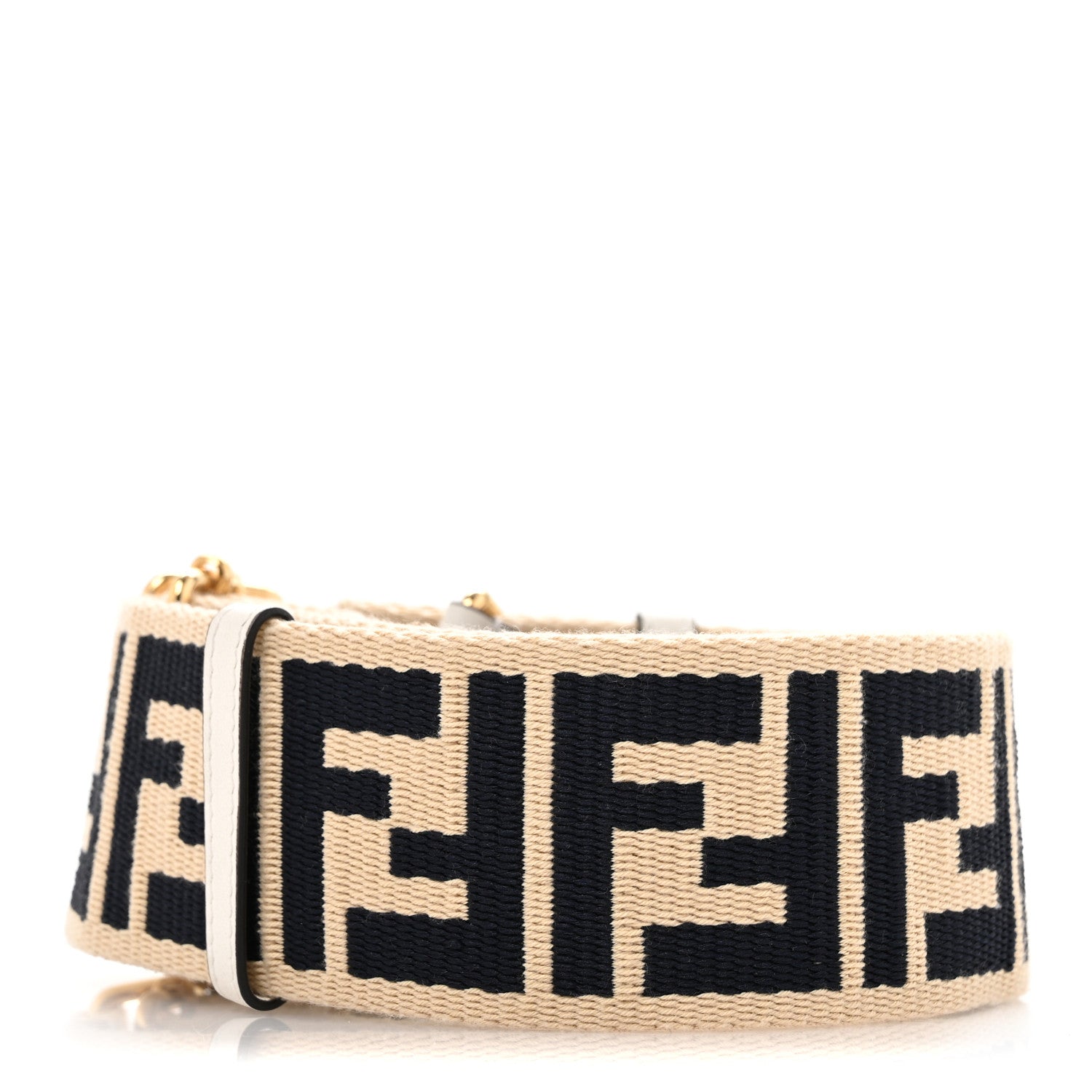 Fendi Jacquard Ribbon Vitello King FF Bi-Color Intreccio Adjustable Strap You Nuvola Midnight White Ice 2 of 6