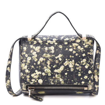 Givenchy Calfskin Baby's Breath Print Mini Pandora Box Crossbody Bag Black 1 of 12