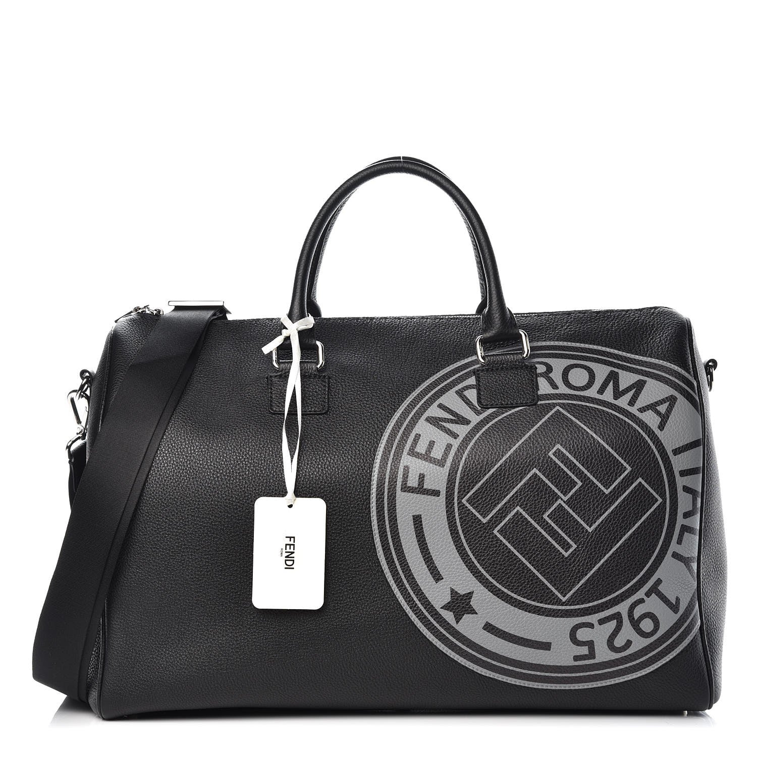 Fendi Cuoio Romano Selleria Fendi Stamp Patch Holdall Bag Black Grigio 1 of 7