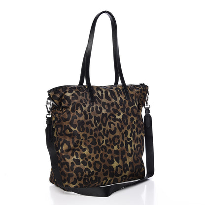 Prada Tessuto Nylon Saffiano Leopard Print Tote Mimetico 4 of 10