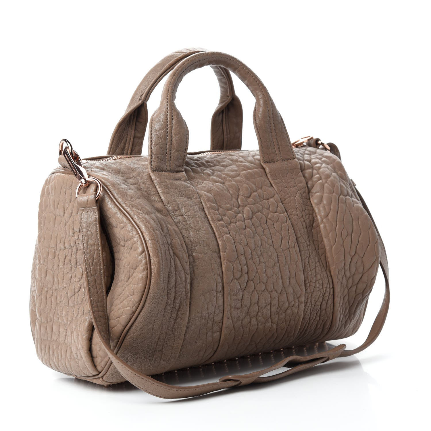 Alexander Wang Pebbled Lambskin Rocco Latte Rose Gold Hardware 4 of 10