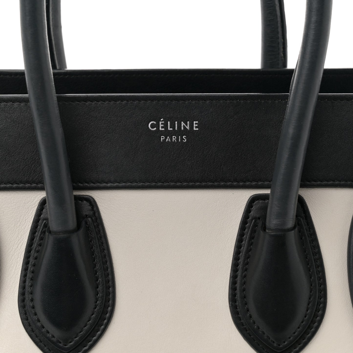 Smooth Calfskin Micro Bi-Color Luggage Black White