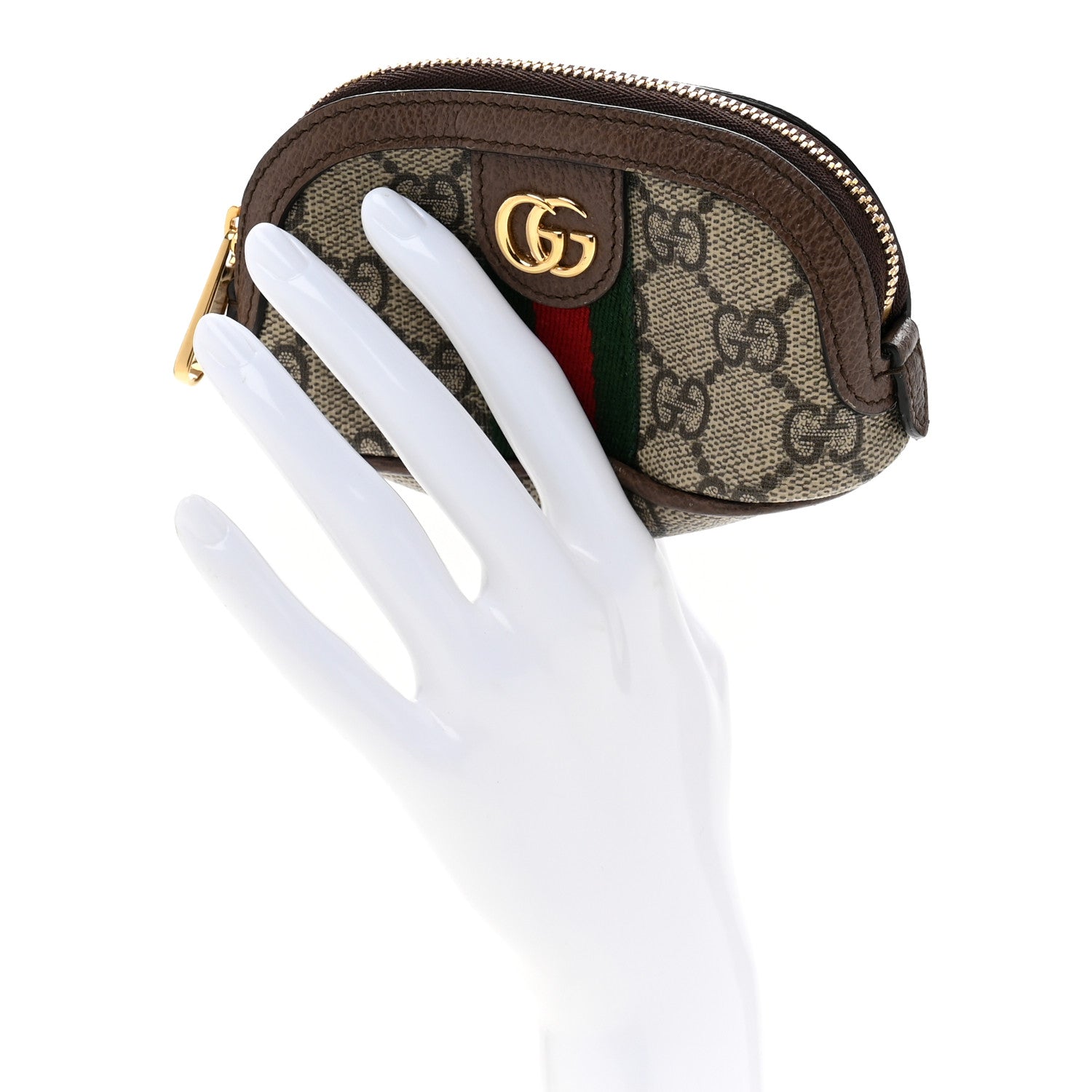 Gucci GG Supreme Monogram Web Ophidia Dome Key Pouch Beige New Acero 2 of 9