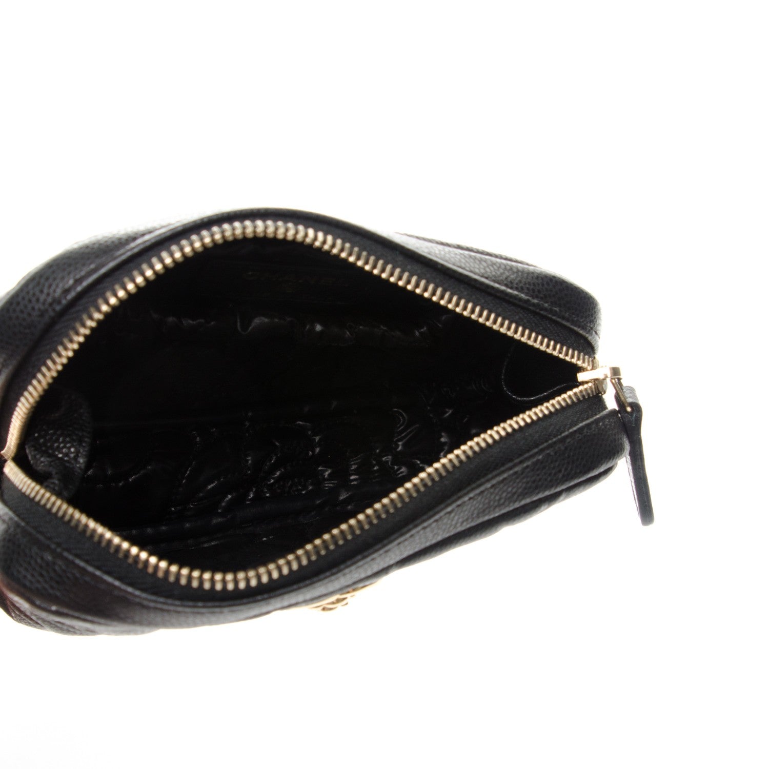 Chanel Caviar Camellia Embossed Small Cosmetic Case Black 5 of 7