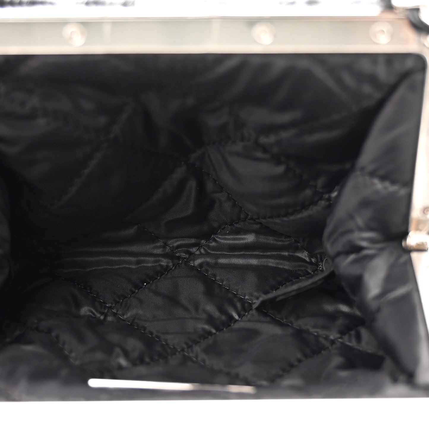 Shearling Sheepskin Lambskin Quilted Clutch With Chain Black
