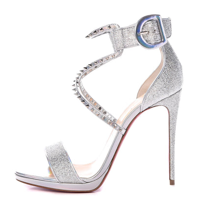 Christian Louboutin Lurex Specchio Choca Lux 120 Sandals 38.5 Silver 1 of 9
