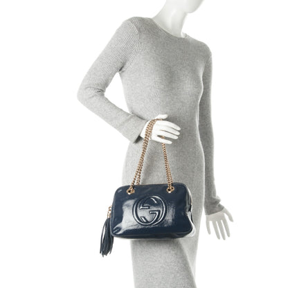 Gucci Soft Patent Small Soho Bowler Uniform Blue 2 of 7