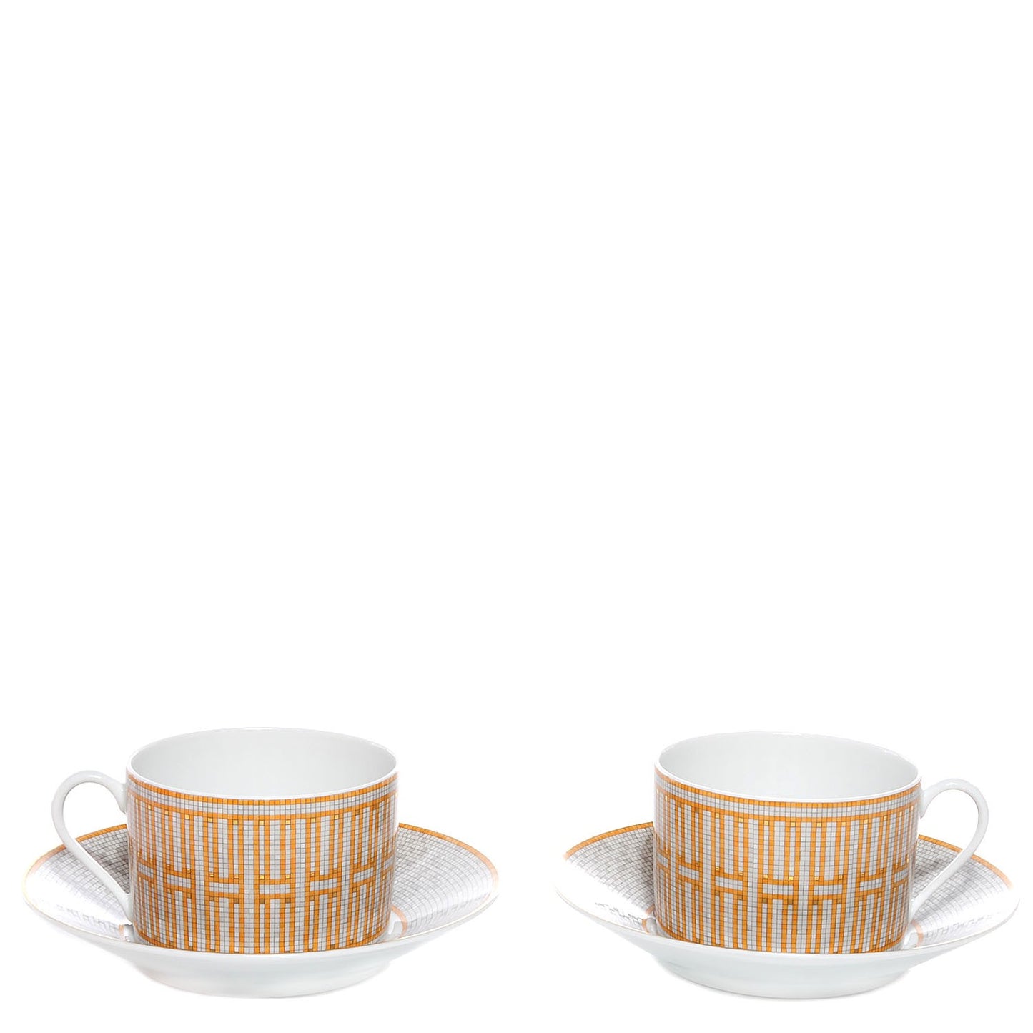 Porcelain Mosaique Au 24 Gold Breakfast Cup And Saucer Set Of 2