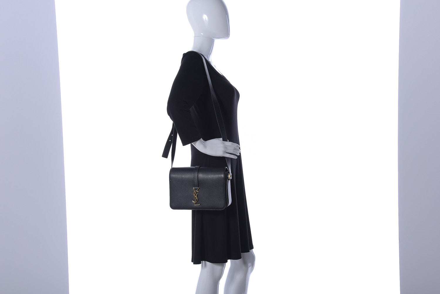 Saint Laurent Textured Calfskin Medium Classic Monogram Universite Bag Black 2 of 24