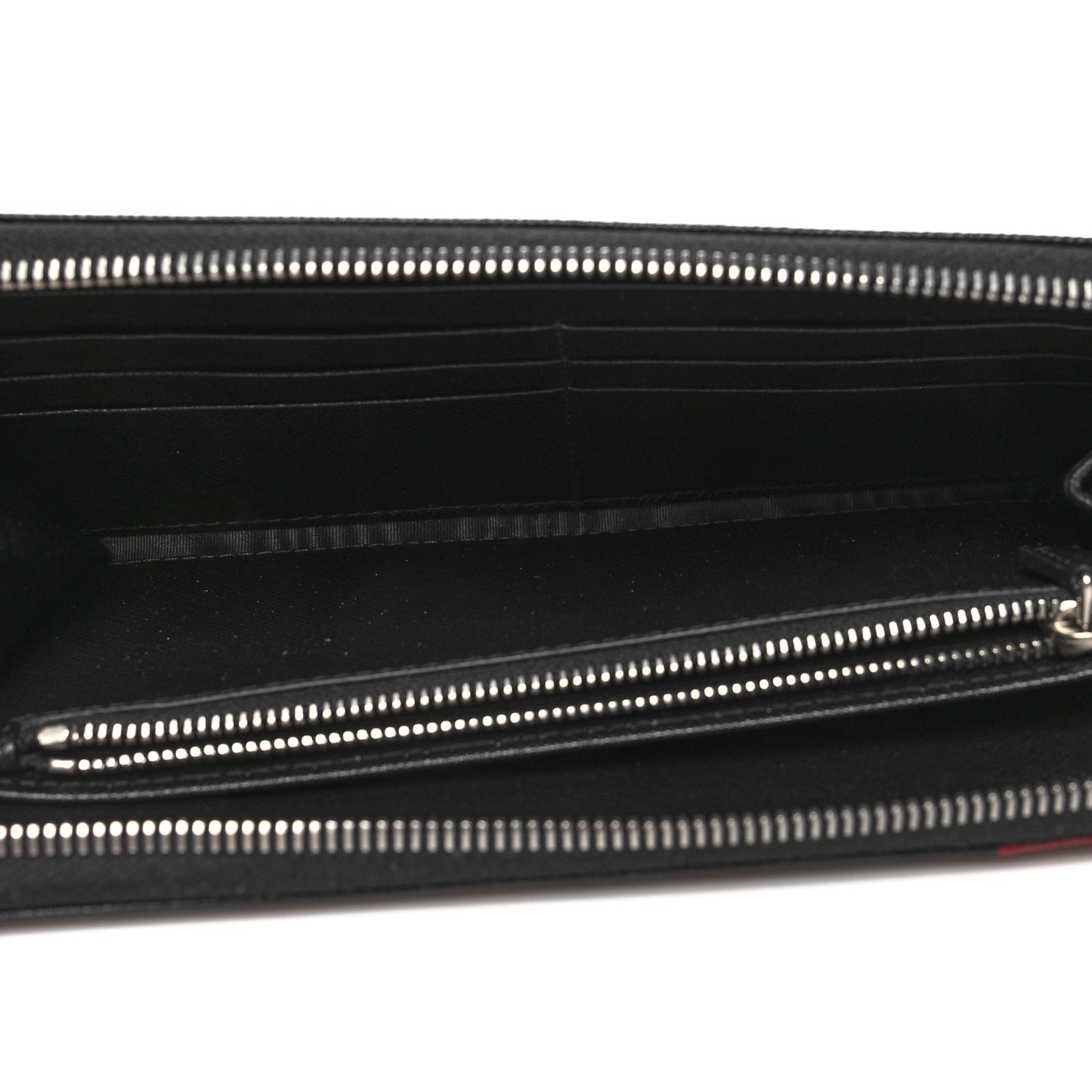 Saffiano Metal Large Zip Around Travel Wallet Black Rubino