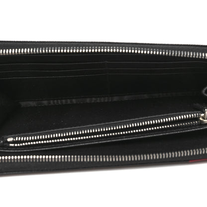 Prada Saffiano Metal Large Zip Around Travel Wallet Black Rubino 6 of 11