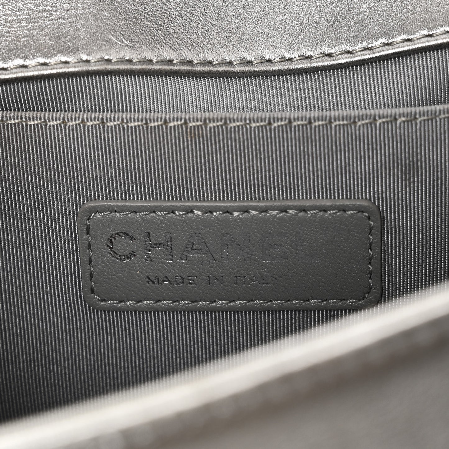 Metallic Lambskin Quilted Medium Boy Flap Silver