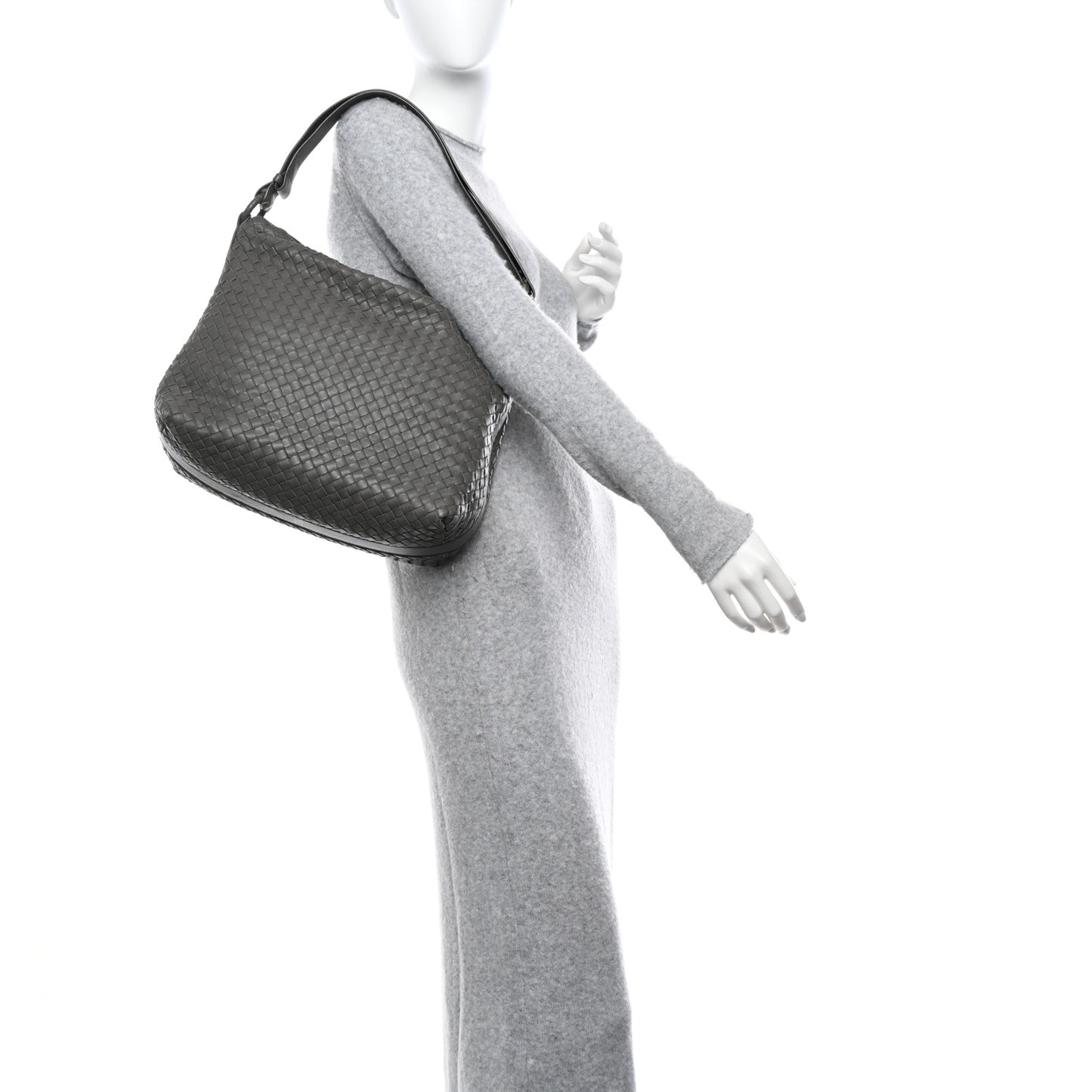 Nappa Intrecciato Shoulder Bag Grey