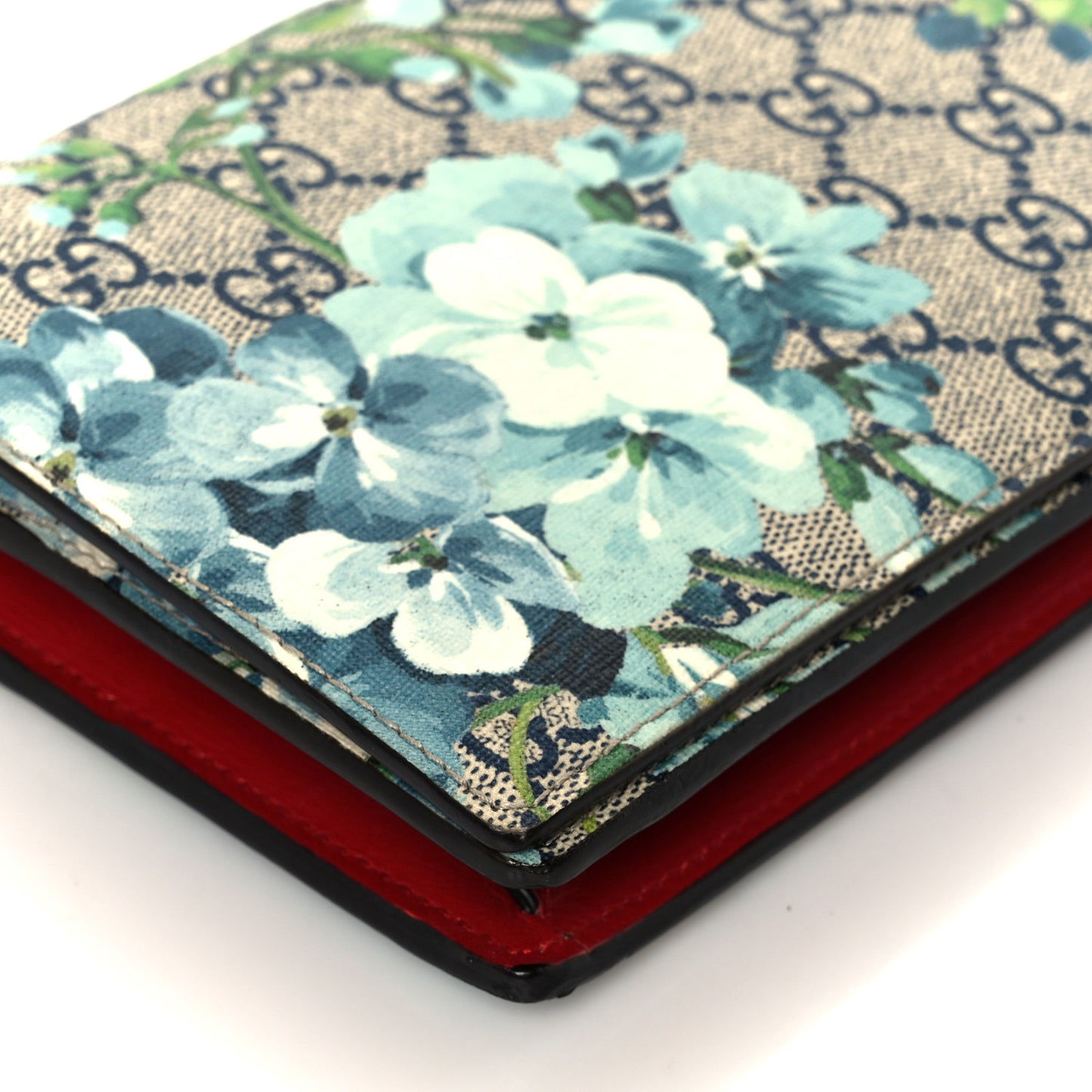 GG Supreme Monogram Blooms Chain Wallet Blue