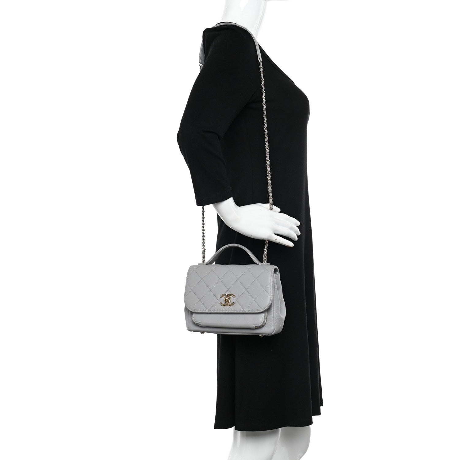 Chanel Caviar Quilted Small Business Affinity Flap Grey 2 of 12