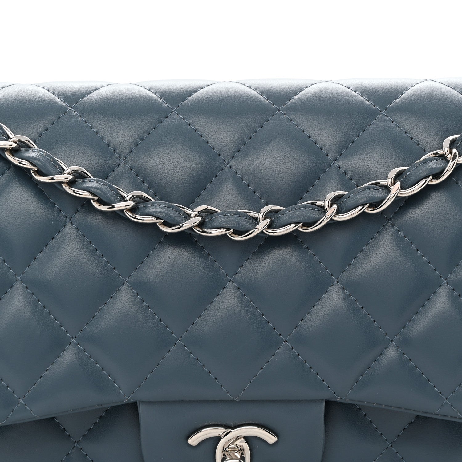 Chanel Lambskin Quilted Jumbo Double Flap Dark Blue 8 of 12
