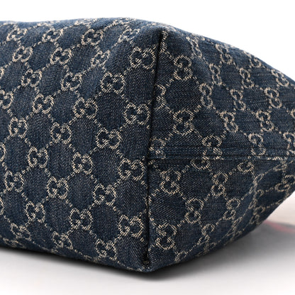 Gucci Denim GG Monogram Web Large Giglio Tote Blue 11 of 11