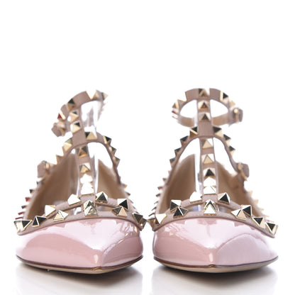 Valentino Garavani Patent Nappa Rockstud Cage Ballerina Flats 36 Cipria Poudre 2 of 8