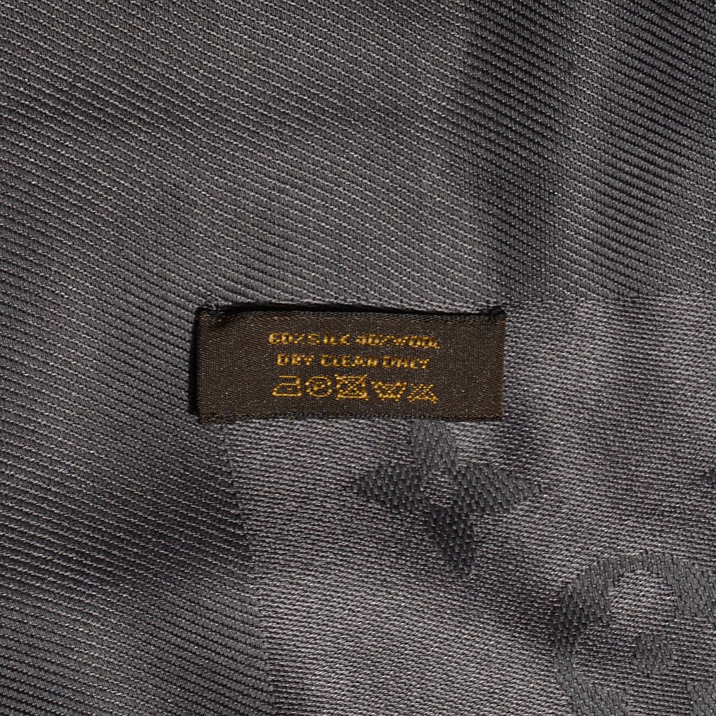 Silk Wool Monogram Shawl Anthracite