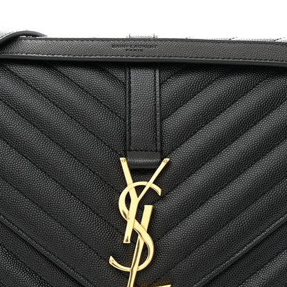 Saint Laurent Grain De Poudre Matelasse Chevron Large Monogram Satchel Black 8 of 10