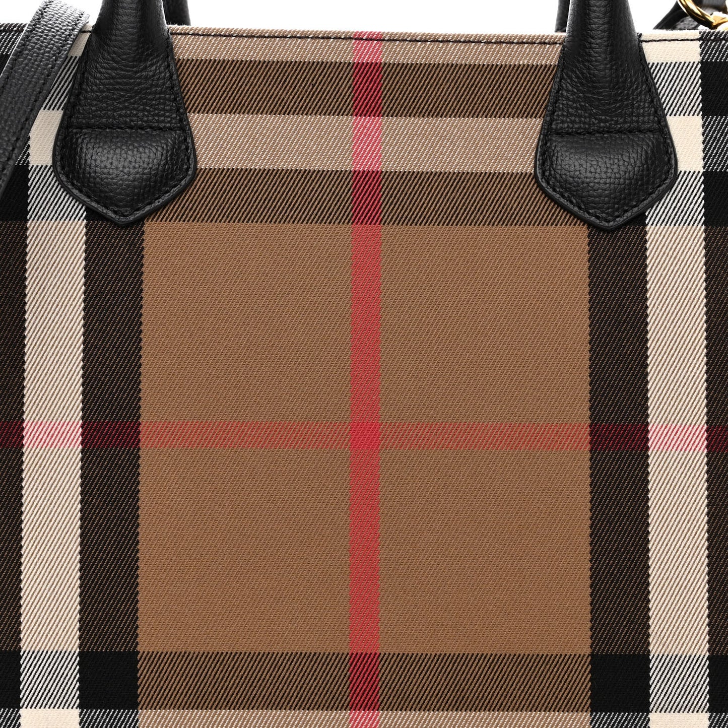 House Check Grainy Calfskin Medium Banner Tote Black