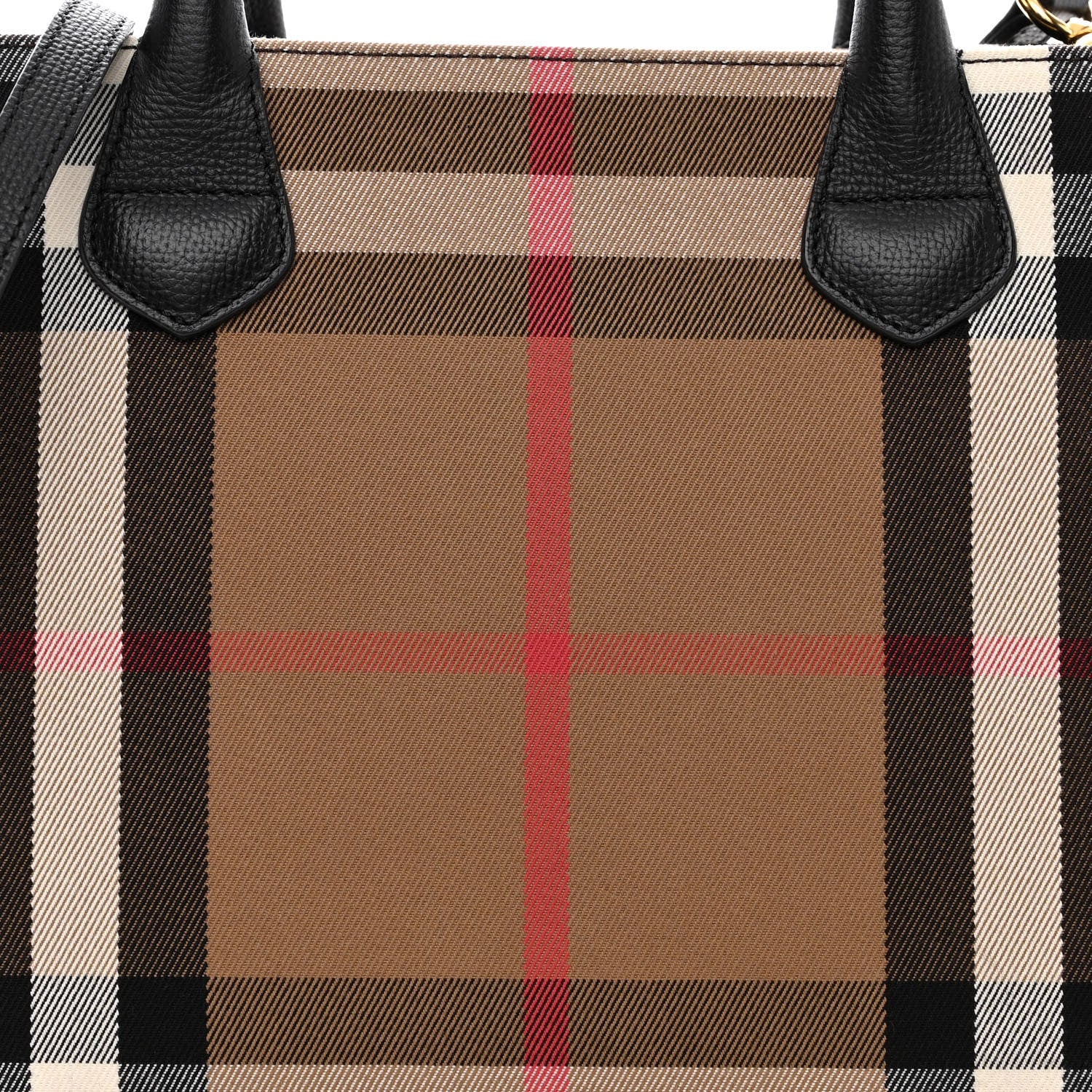 Burberry House Check Grainy Calfskin Medium Banner Tote Black 11 of 14