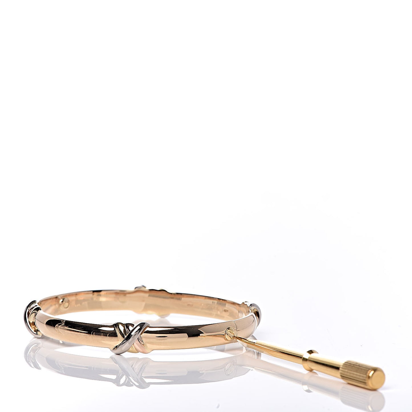 18K Pink Yellow White Gold Trinity LOVE Bracelet 16