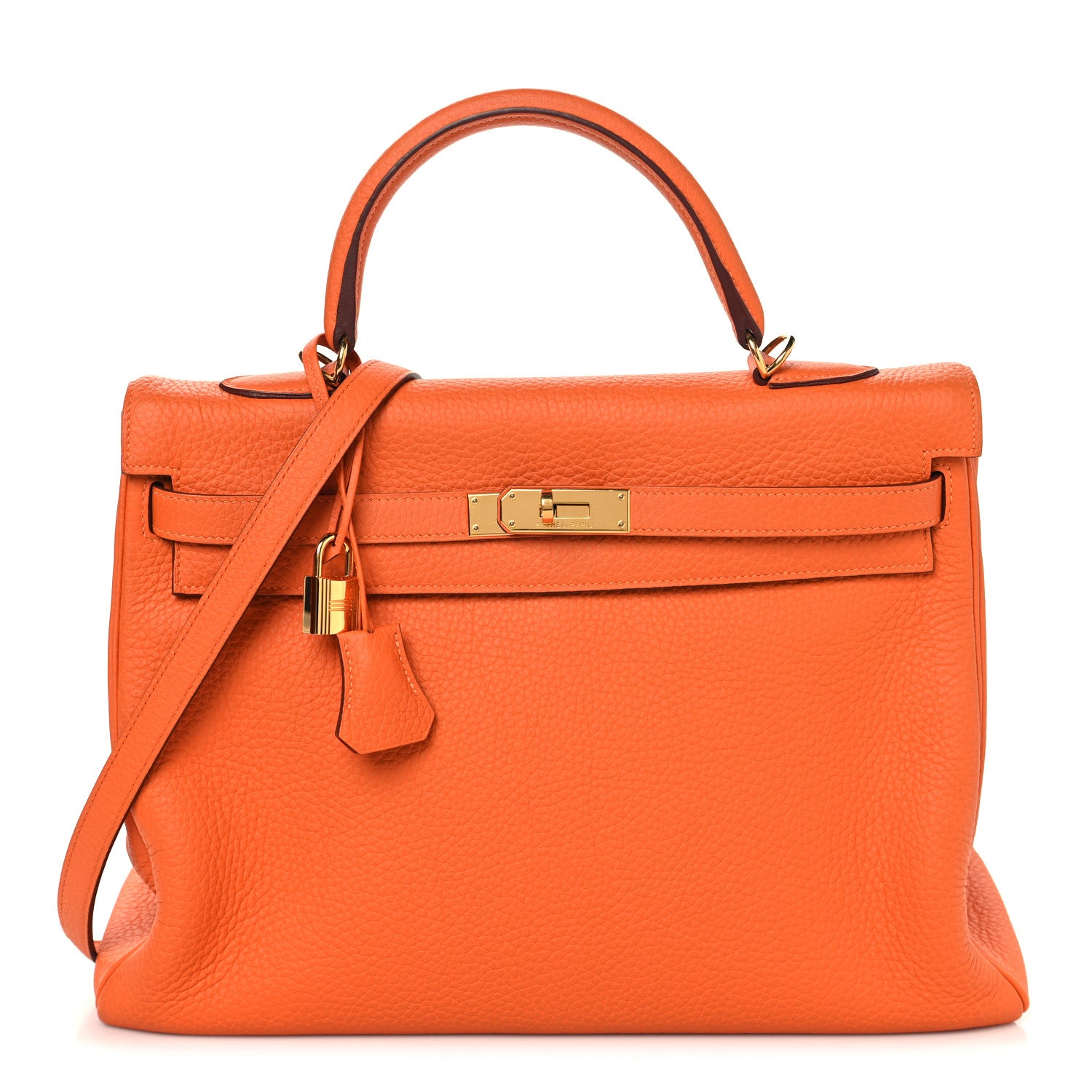 Hermes Taurillon Clemence Kelly Retourne 35 Orange 1 of 14