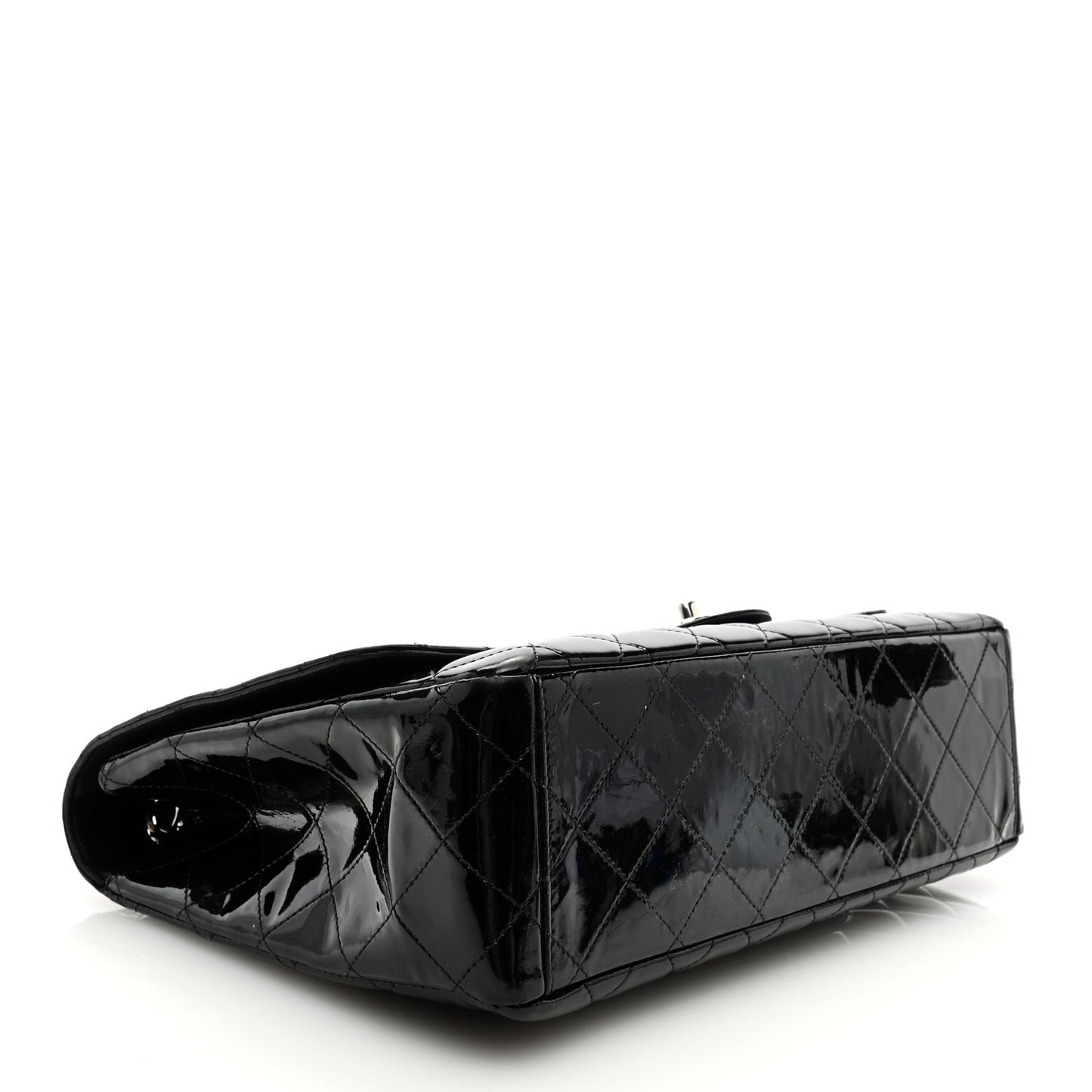 Patent Quilted Maxi Single Flap Black