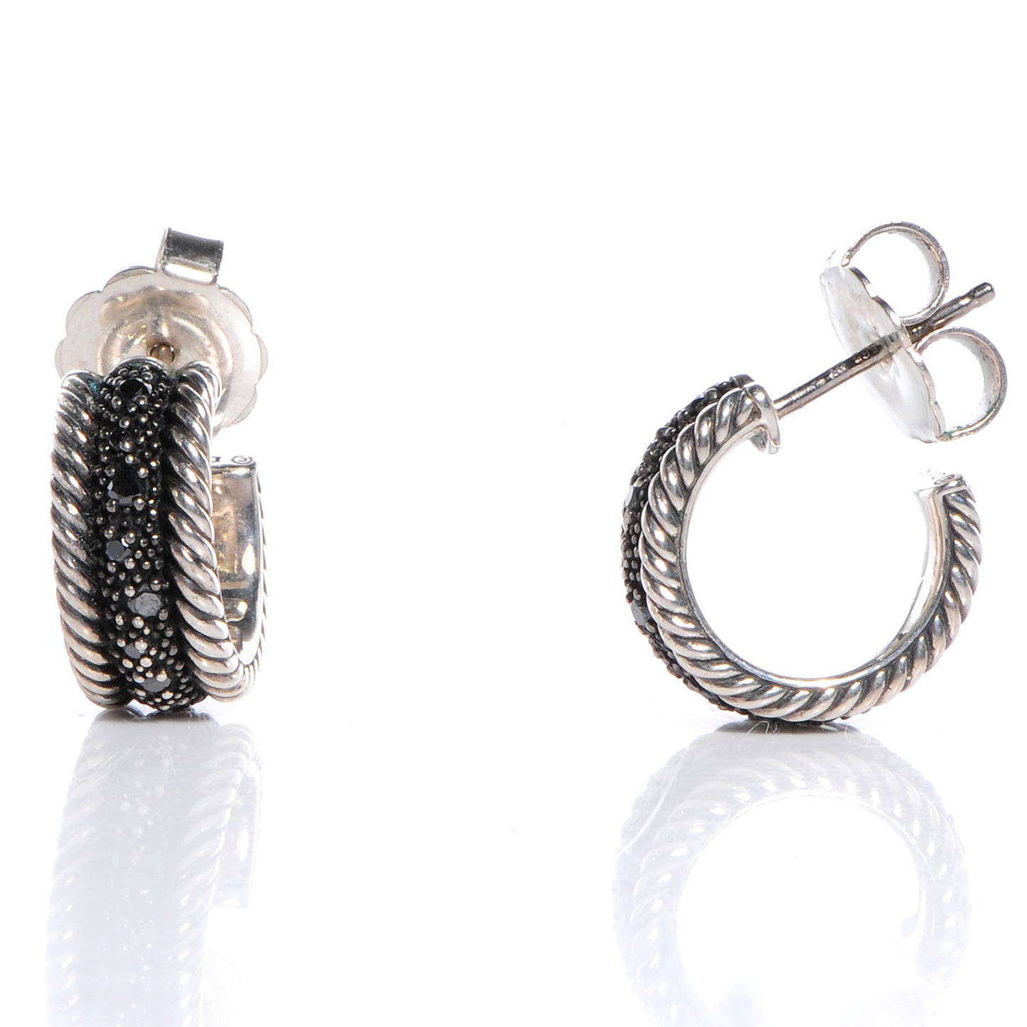 Sterling Silver Black Diamond 17mm Midnight MÃ©lange Earrings