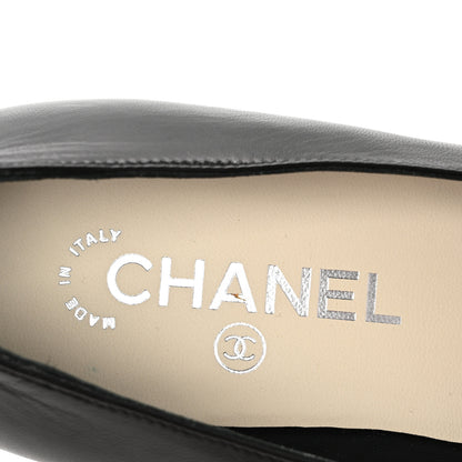 Chanel Lambskin Patent Cap Toe Wedges 40 Black 8 of 11