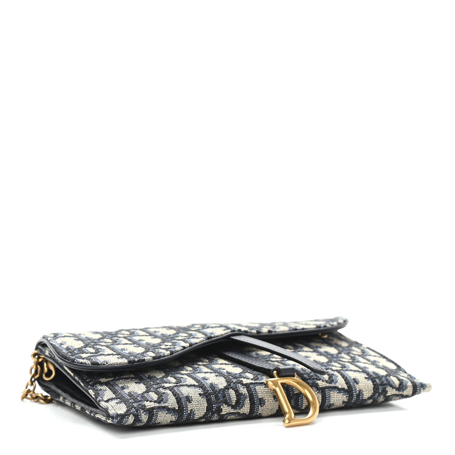 Oblique Saddle Chain Long Wallet Blue