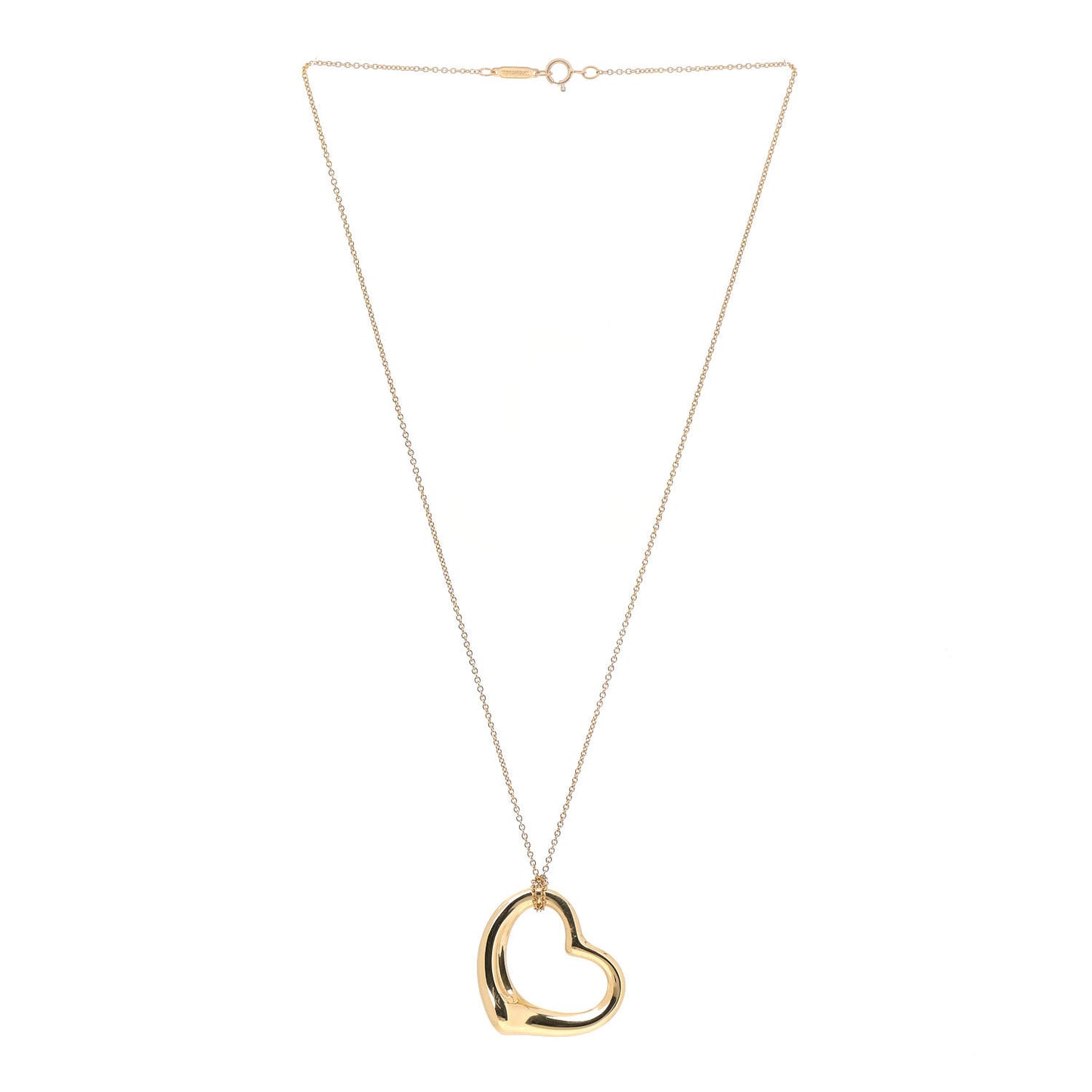 18K Yellow Gold 27mm Elsa Peretti Open Heart Pendant Necklace