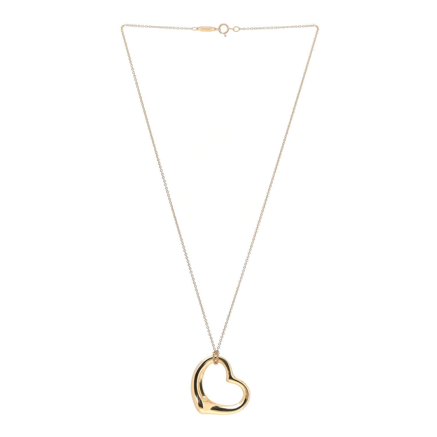Tiffany 18K Yellow Gold 27mm Elsa Peretti Open Heart Pendant Necklace 3 of 7