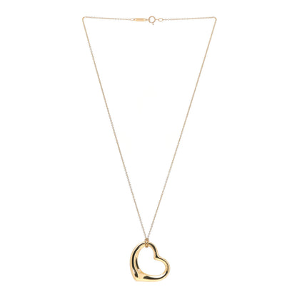 Tiffany 18K Yellow Gold 27mm Elsa Peretti Open Heart Pendant Necklace 3 of 7