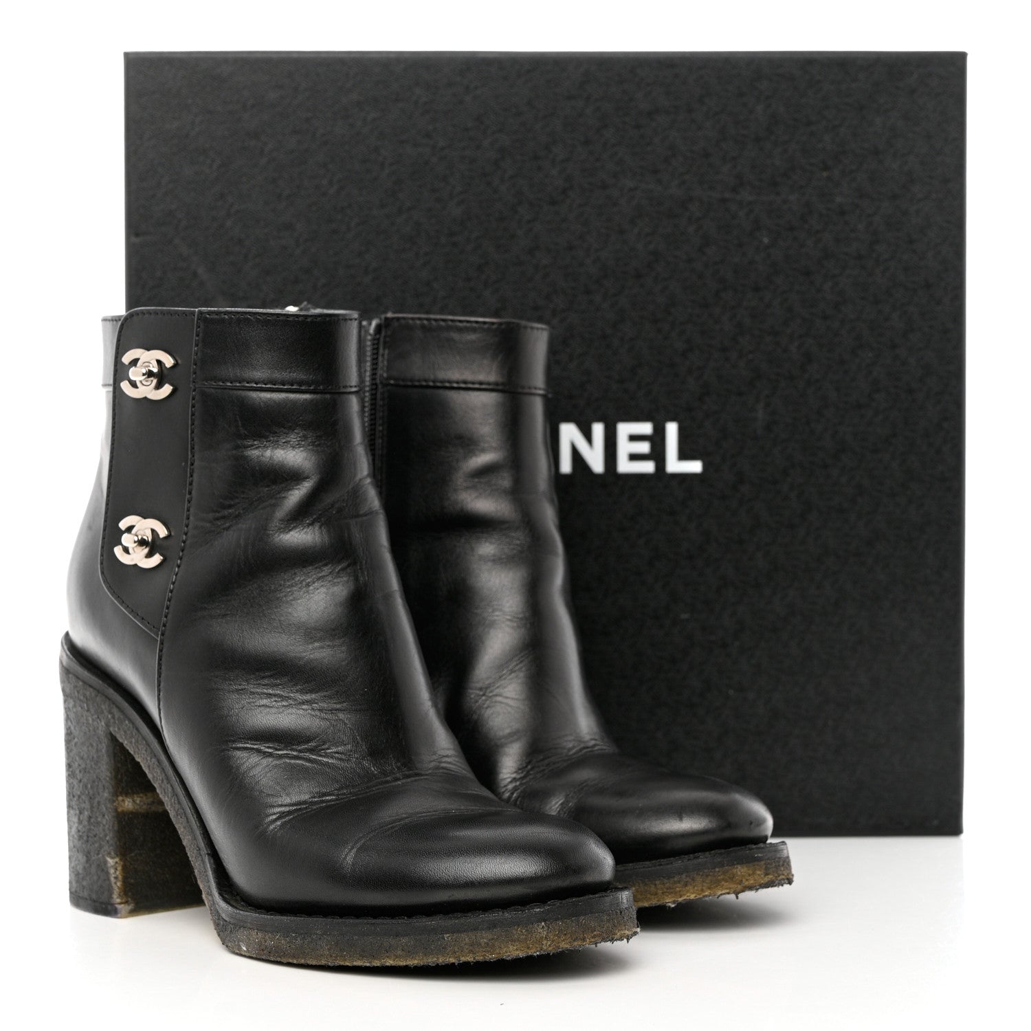 Chanel Calfskin CC Turnlock Ankle Boots 37.5 Black 12 of 12