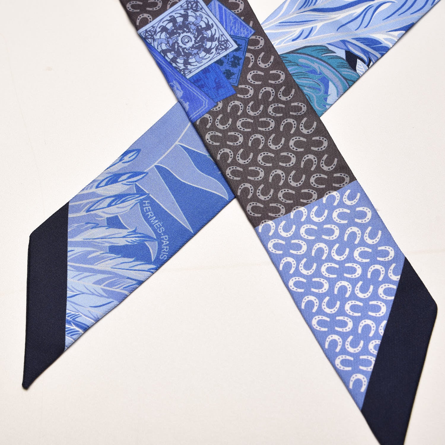Hermes Silk Cheval Phoenix Twilly Marine Ciel Cobalt 3 of 5