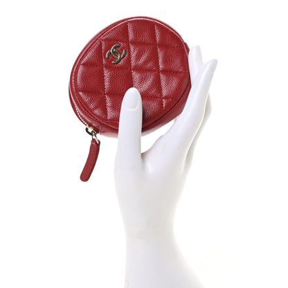 Chanel Caviar Quilted Zip Around Classic Coin Purse Red 2 of 8