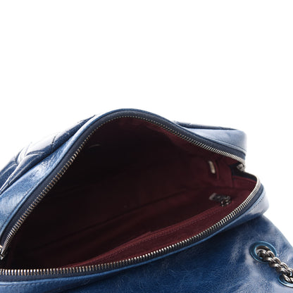 Chanel Glazed Calfskin Quilted Medium Duo Color Flap Blue 5 of 10