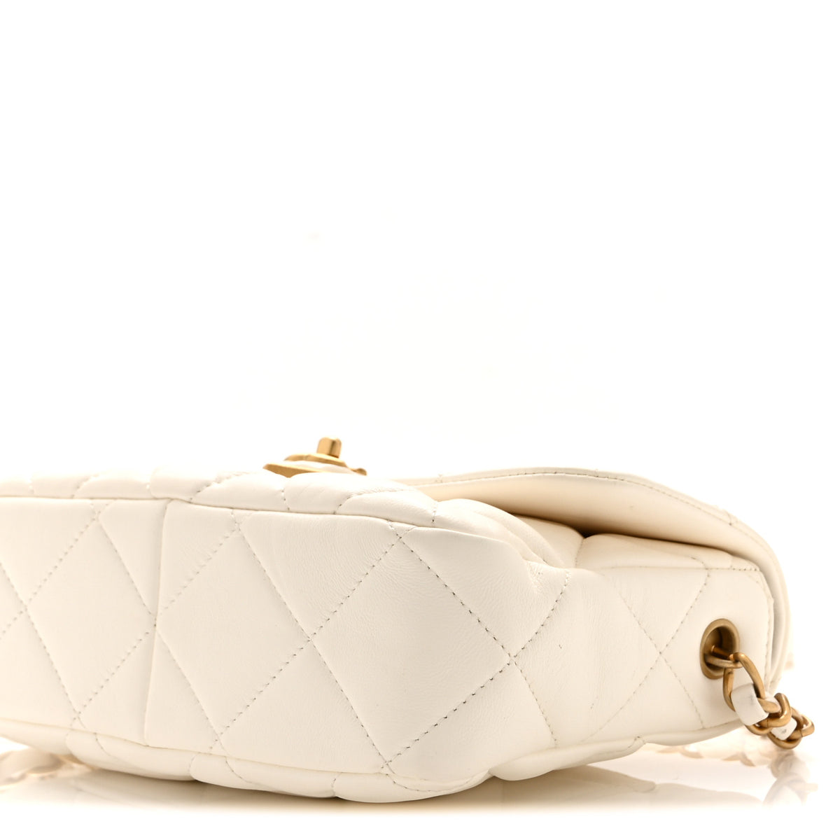 Lambskin Plexiglass Quilted Coco Love Flap White