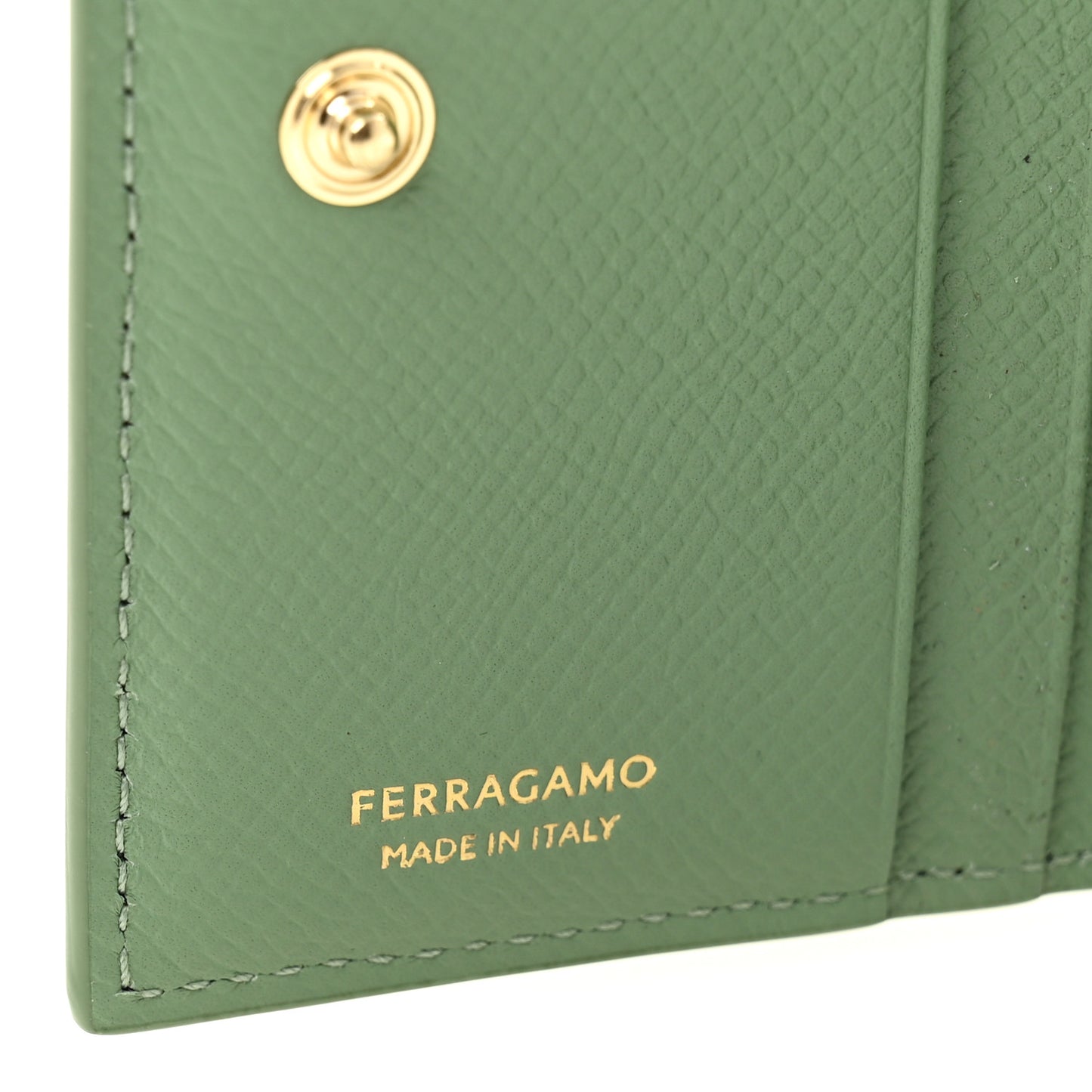 Grained Calfskin Folding Wallet Seagrass