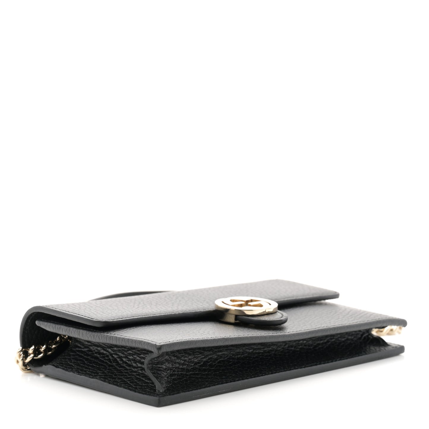 Dollar Calfskin Interlocking G Chain Wallet Black