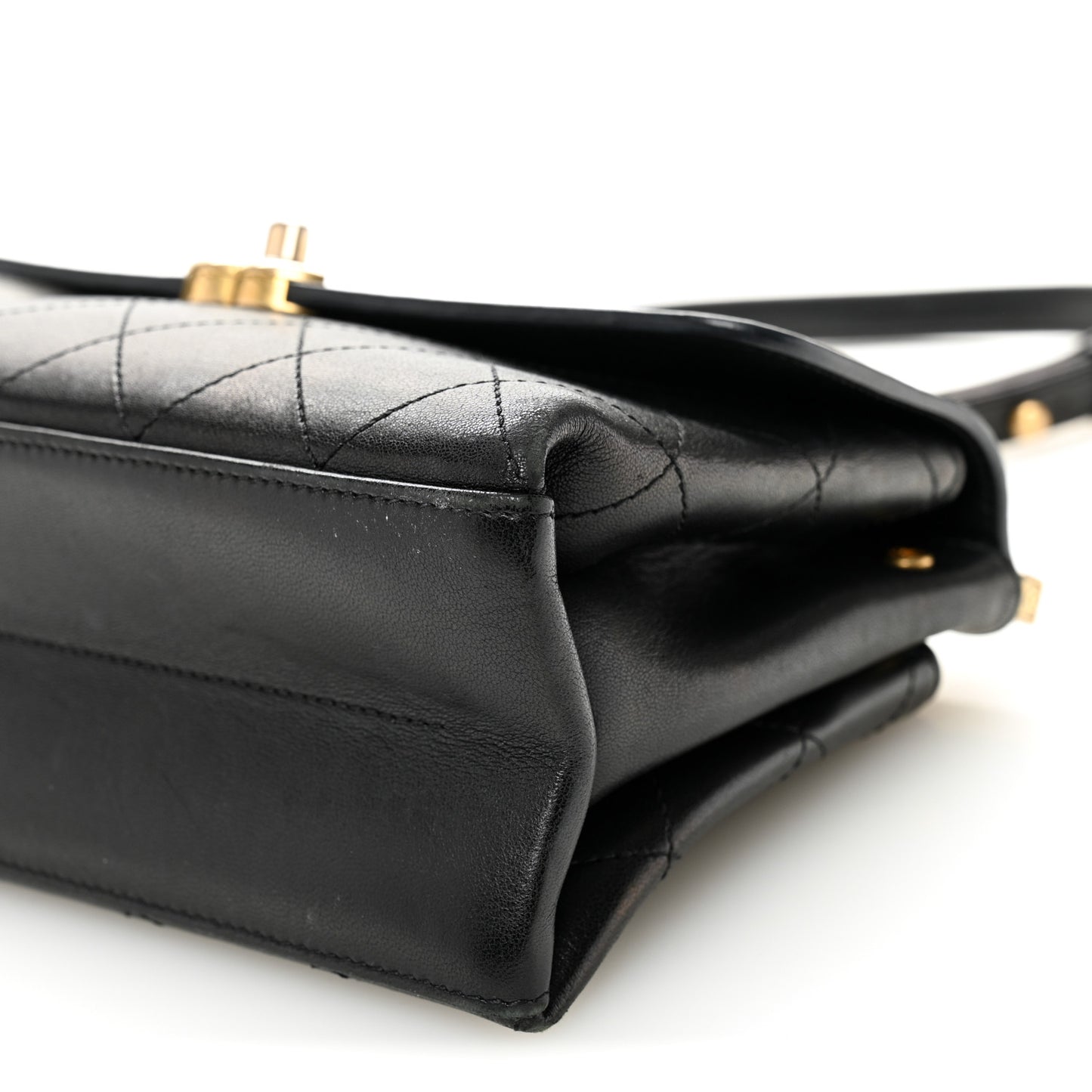 Lambskin Stitched Coco Luxe Small Flap Black